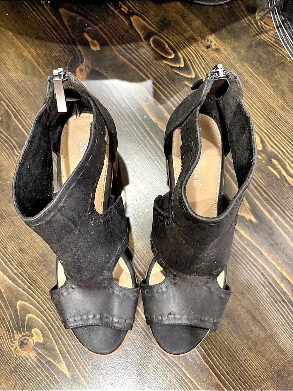 Xappeal Black Cutout Block Heel Sandals